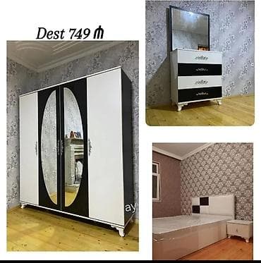 dekor ref: Yataq otağı dəsti – 749 ₼ Komplekt: - 4 qapılı qarderob: orta hissədə — 1
