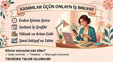 evden online iş imkanı: Ofis menecer, katib, Təcrübəsiz, Dəyişən qrafik — 4
