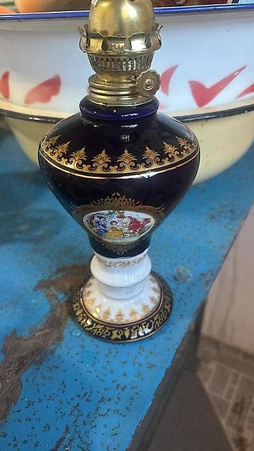 antik service: Klassik dizaynlı yağ lampası - Material: keramika gövdə, metal fitil — 1