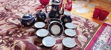 Çay dəsti, rəng - Göy, Farfor