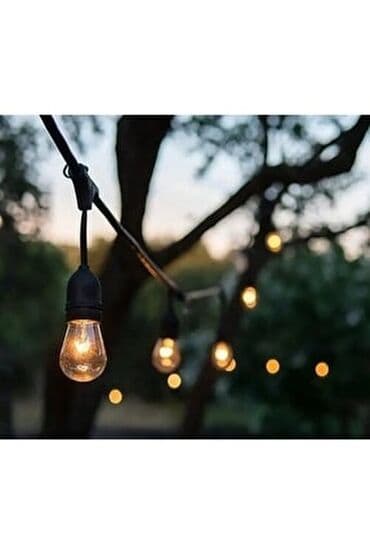 led işq: Günəş enerjisi ilə işləyən işıqlar dekorativ, sarı rəngli, 10 metr — 2