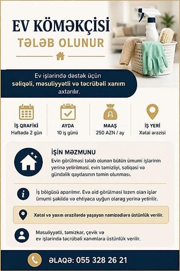 serbiyada is: Ev köməkçisi tələb olunur — ev işlərində dəstək üçün səliqəli — 1