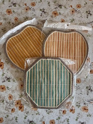 Bambuk masaaltılar dəsti - Material: təbii bambuk və parça kənar — 1