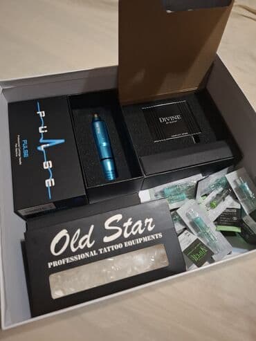 permanent aparati satisi: Permanent aparatı + gücləndirici + boya halqaları + 17 iynə — hamısı — 5