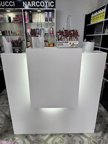 mehin mebel: Ağ rəngli resepsion/iş masası – LED işıqlı - İkitərəfli istifadə: ön — 5