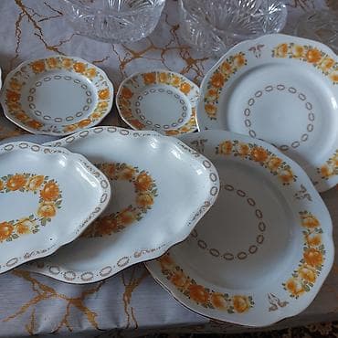 mingecevir sekilleri: Nahar dəsti, rəng - Sarı, Farfor, Bohemia, 12 nəfərlik — 7