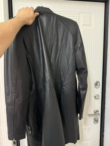 uzun kurtqa: ELIBOL dəri pencək/kurtka - Material: orijinal qara dəri, hamar — 1