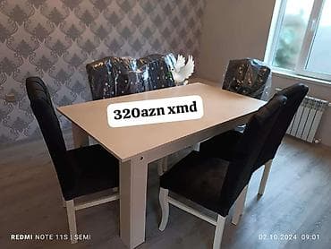 Qonaq otağı üçün, Yeni, Dördbucaq masa, 6 stul
