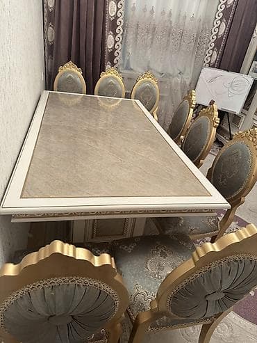 daş soba: Qonaq otağı üçün, Yeni, Açılan, Dördbucaq masa, 8 stul — 1