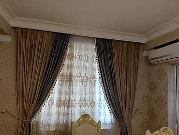 İkiqat pərdə dəsti tul 9 metr dekorlar heresi 4metr barxot -