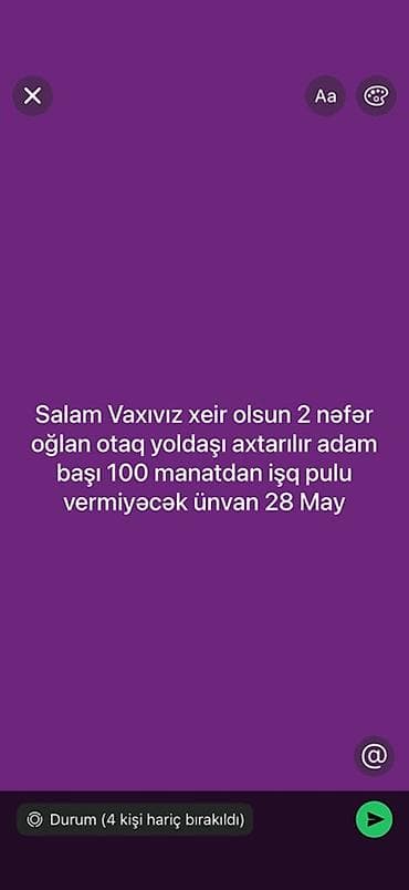 kiray: Otaq yoldaşı axtarılır – 2 nəfər oğlan üçün. - Ünvan: 28 May - — 1
