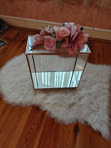 3d pen: Gəlin xonçası və bəzək dəsti - Aynalı kvadrat xonça: Qızılı haşiyəli — 10