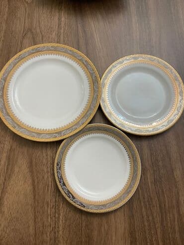 Məişət kimyəvi maddələri: Boşqablar, 12 ədədli dəst, rəng - Qızılı — 1