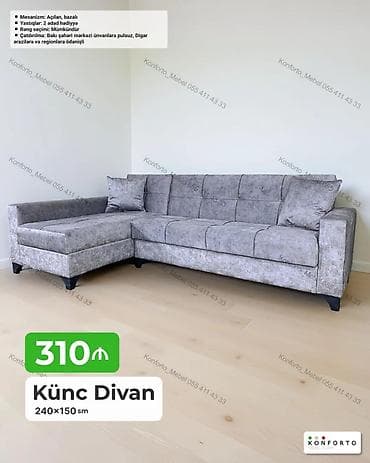 Künc Divan – 240×150 sm - Mexanizm: açılan, bazalı (yataq funksiyası — 1