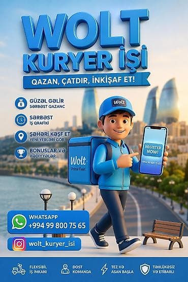 İş: Piyada kuryer tələb olunur, İstənilən yaş, Təcrübəsiz, Gündəlik ödəniş — 1