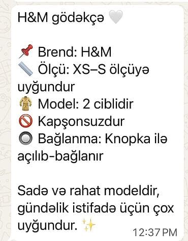 topdan geyim: H&M gödəkçə - Brend: H&M - Ölçü: XS–S ölçüyə uyğundur - — 1