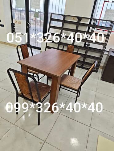 mətbəx ucun stol stullar: Mətbəx üçün, Yeni, Açılmayan, Dördbucaq masa, 4 stul — 8