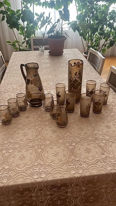 Şüşə sürahi və stəkan dəsti - Rəng: tüstü-qəhvəyi şüşə tonları lalafo.az -da Şüşə sürahi və stəkan dəsti - Rəng: tüstü-qəhvəyi şüşə tonları