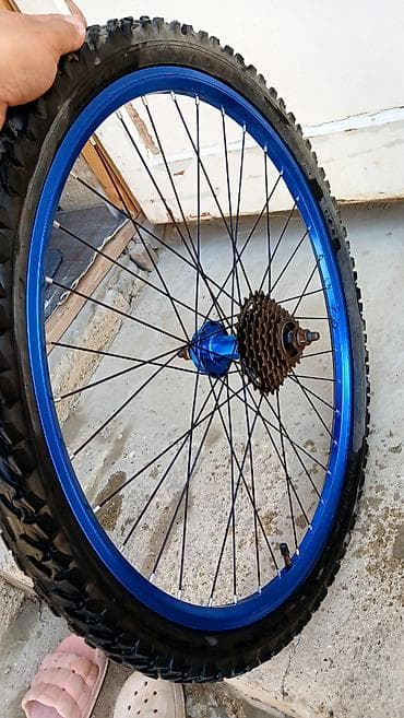 Velosiped ehtiyyat hissələri: Velosiped təkər dəsti – ön və arxa - Ölçü: 26" - Arxa təkər: mavi — 2