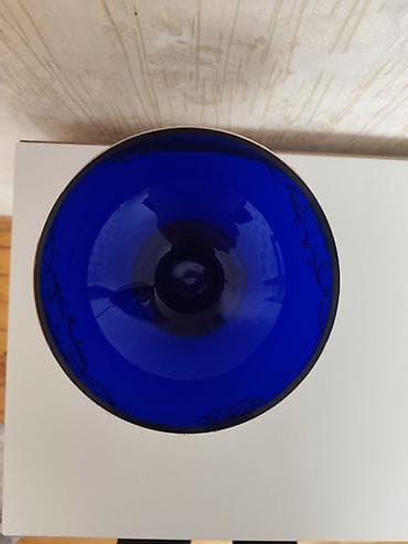 sufre modelleri: Kobalt-mavi şüşədən dekorativ ayaqlı qab - Material: qalın — 2