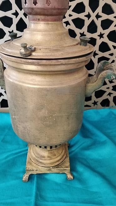 antika: Antik mis samovar - Material: mis (bürünc tonlu), masif gövdə — 3