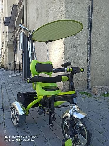 velas: Uşaq üçtəkərli velosipedi – yaşıl/qara rəngdə, valideyn idarəetmə — 2