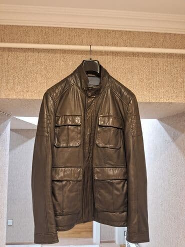 Kişi dəri gödəkçə - Material: təbii dəri - Rəng: tünd qəhvəyi -