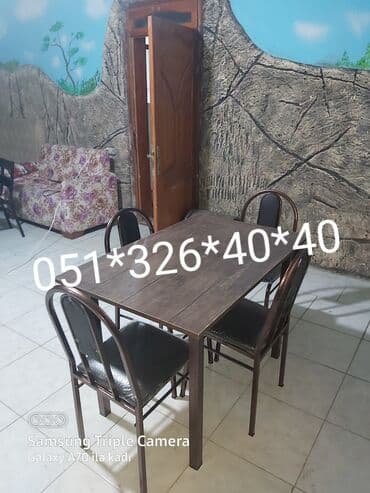 Masa və oturacaq dəstləri: Qonaq otağı üçün, Yeni, Açılan, Kvadrat masa, 4 stul — 6