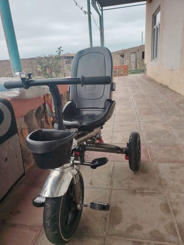 Ovçuluq və balıqçılıq: Uşaq üçtəkərli velosipedi - Rəng: boz/qara - Metal korpus, ön tərəfdə — 3