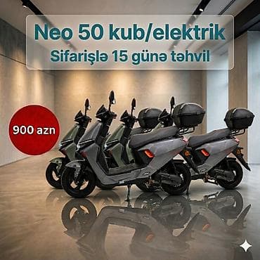 electric moped: ✅ Sifarişlə 15 günə təhvil verilir ✅ Kaska və baqaj üzərində 👉 50 kub — 2