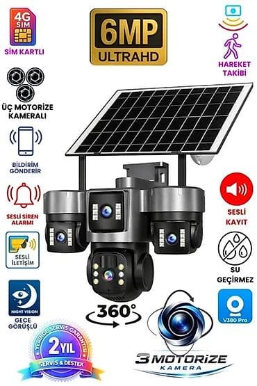 Günəş panelli 6MP UltraHD təhlükəsizlik kamerası – 3 motorizə linza