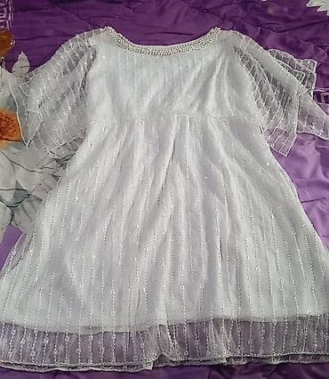 hicab donlar: Ağ rəngli zərif nişan, nikah, toy geyimi - Boyun hissəsi incə inci — 2