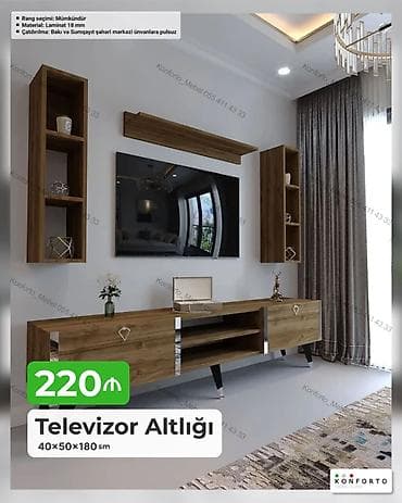 dekor ref: Televizor altlığı və divar rəf dəsti Ölçü: 40×50×180 sm Material — 1