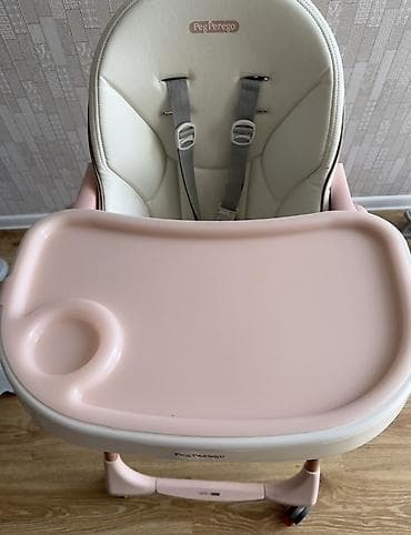 Игрушки: Peg Perego yemək stulu - Rəng: açıq krem oturacaq, pudra-çəhrayı — 2