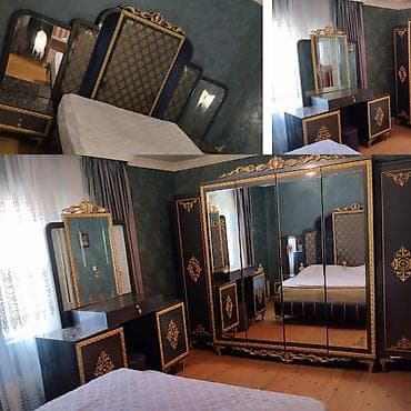 Двуспальная кровать, Трюмо, Шкаф, 2 тумбы, Б/у