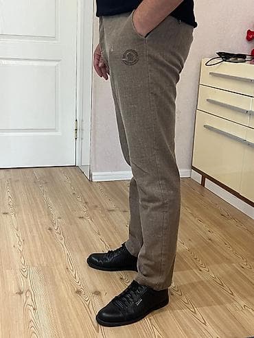 Şalvarlar: Yarım klassik Şalvar, Moncler, XL, rəng - Qəhvəyi — 1