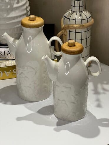 ağ sirkə: Yağ ve sirke qabi Türkiye istehsali Material:keramika,qapaq bamboo — 1