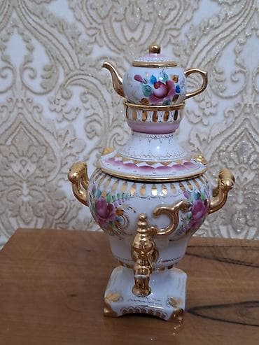 Porselen mini samovar-çaydan dəsti - Material: yüksək keyfiyyətli — 1