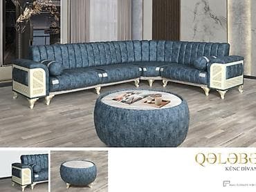 Qələbə künc divanı və puf Fabrik istehsalı mebellərin topdan qiymətlə