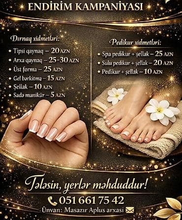 bər bər: Xidmət: Manikür və pedikür üzrə endirim kampaniyası Dırnaq — 1