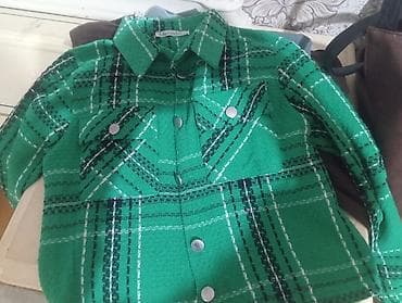 köynəy: Yaşıl rəngli, kvadrat naxışlı qalın parçadan hazırlanmış uşaq köynəyi — 1