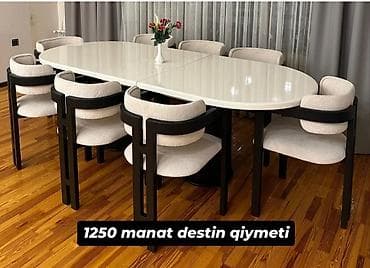 divan tek: Qonaq otağı üçün, Yeni, Açılan, Oval masa, 8 stul — 1