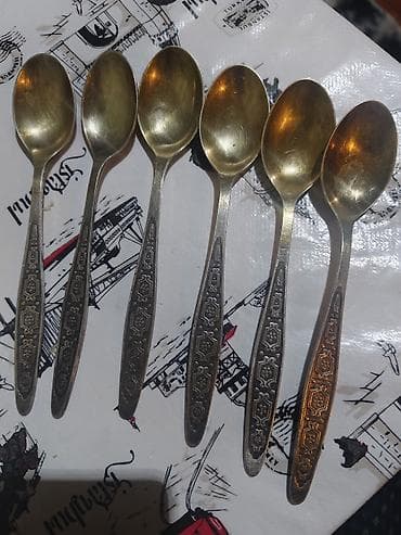 Кухонные принадлежности: Məhsul: 6 ədəd çay qaşığı dəsti - Material: damğaya əsasən 875 əyarlı — 1