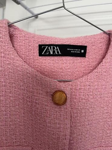 gün eynəyi: ZARA qadın jileti – tweed fakturalı, açıq çəhrayı rəng. - Model — 6
