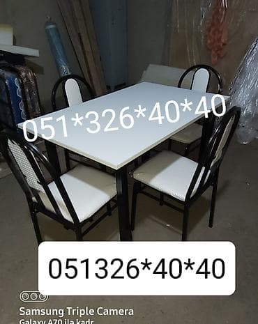 Qonaq otağı üçün, Yeni, Açılmayan, Dördbucaq masa, 4 stul