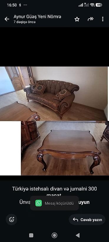 plasmas panel: Türkiyə istehsalı divan və jurnalni 300 manat Ünvan Biləcəri Aynur — 1