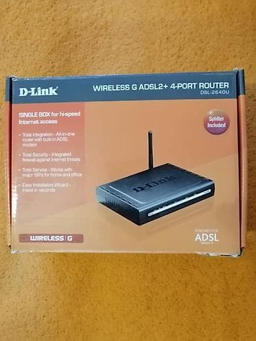 D‑Link DSL‑2640U – Wireless G ADSL2+ 4‑port router Xüsusiyyətlər: - — 4
