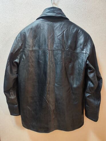 Futbolkalar: Qara rəngli kişi dəri kurtka - Material: həqiqi quzu dərisi (hamar — 4