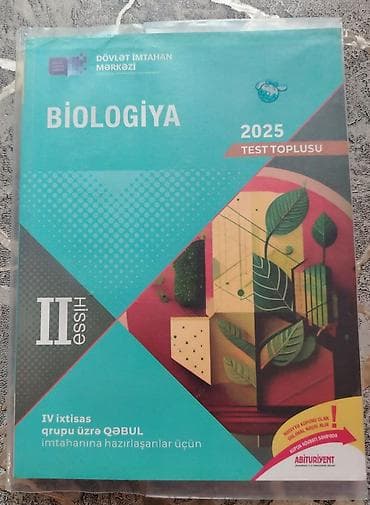 kitab alan: Məhsul: “Biologiya 2025 – Test Toplusu”, II hissə Xüsusiyyətlər: - — 1