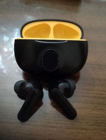 Audio: Bluetooth TWS simsiz qulaqlıq. Tam yenidir. - Rəng: qara korpus, sarı — 1